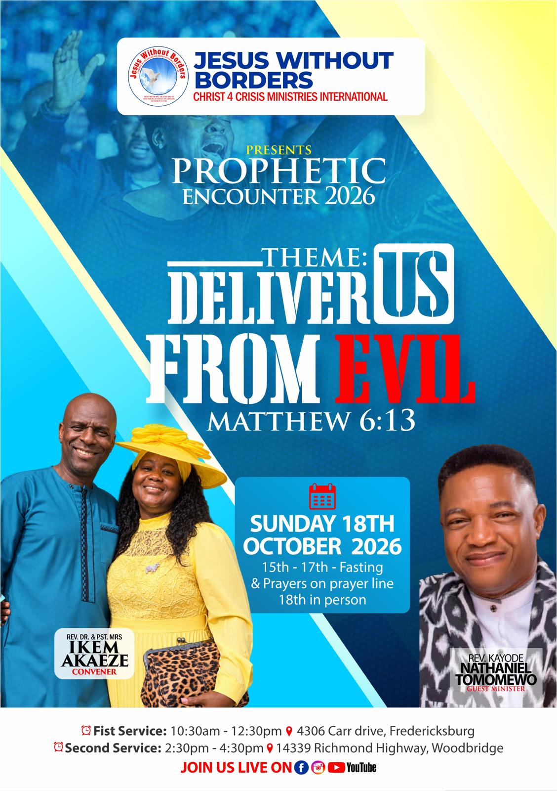 Prophetic Encounter 2026 flyer for Deliver Us From Evil